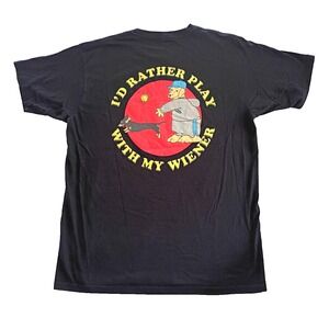 Dog Limited "Play with My Wiener" Streetwear Black T-Shirt Size Large